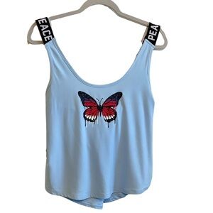No Boundaries Women’s Active Butterfly Graphic Tank Top Peace Size XXL(19)